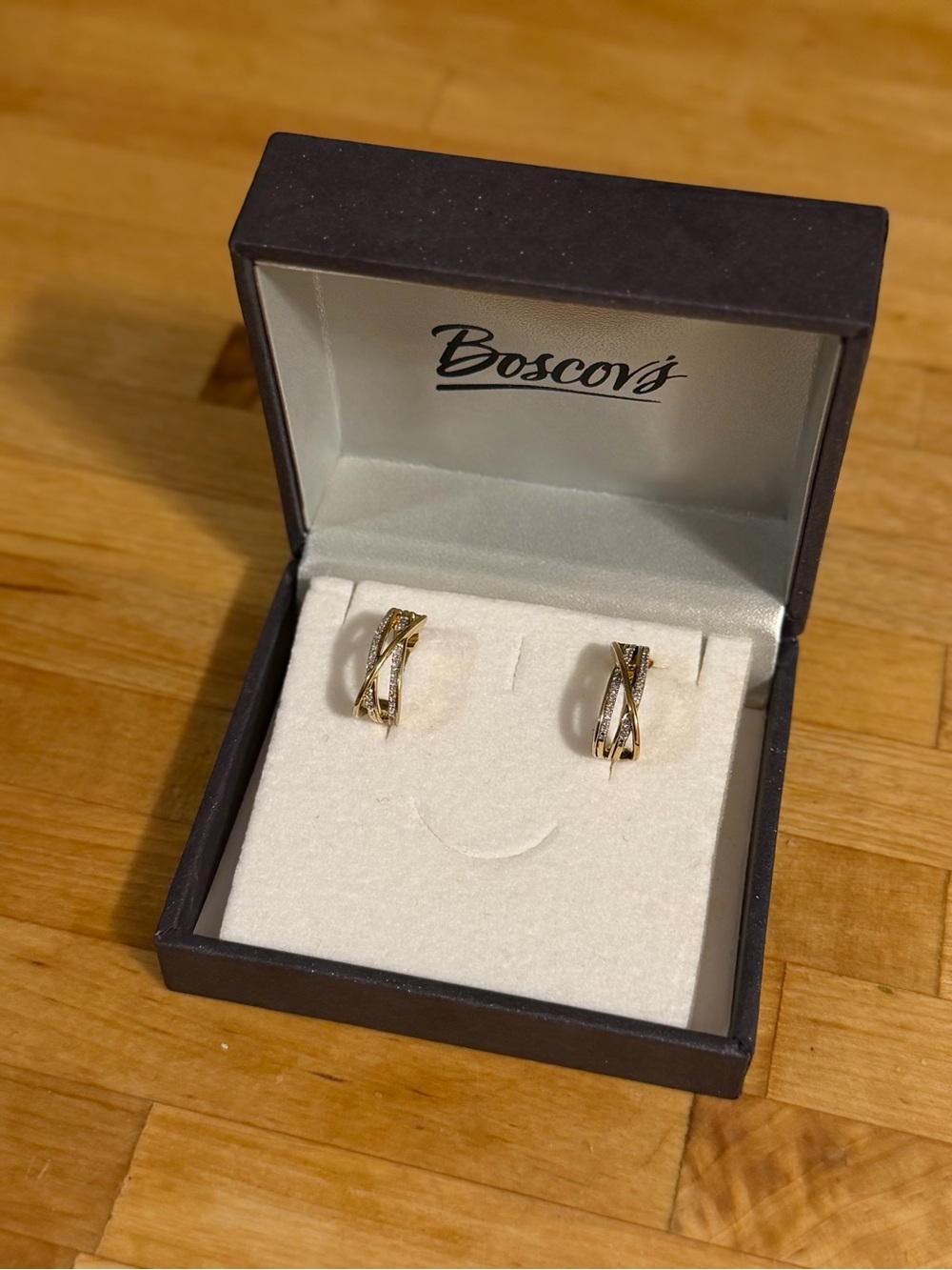🆕 Boscovs 18k yellow gold plated diamonds earrings